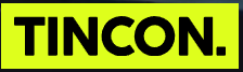 Logo der Tincon. schwarze Schrift auf gelbem Grund